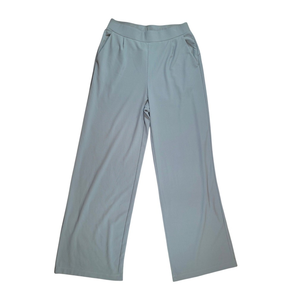 Halara Women M Tall Yoga Pants Gray High Waisted Wide Leg Pockets 02657588